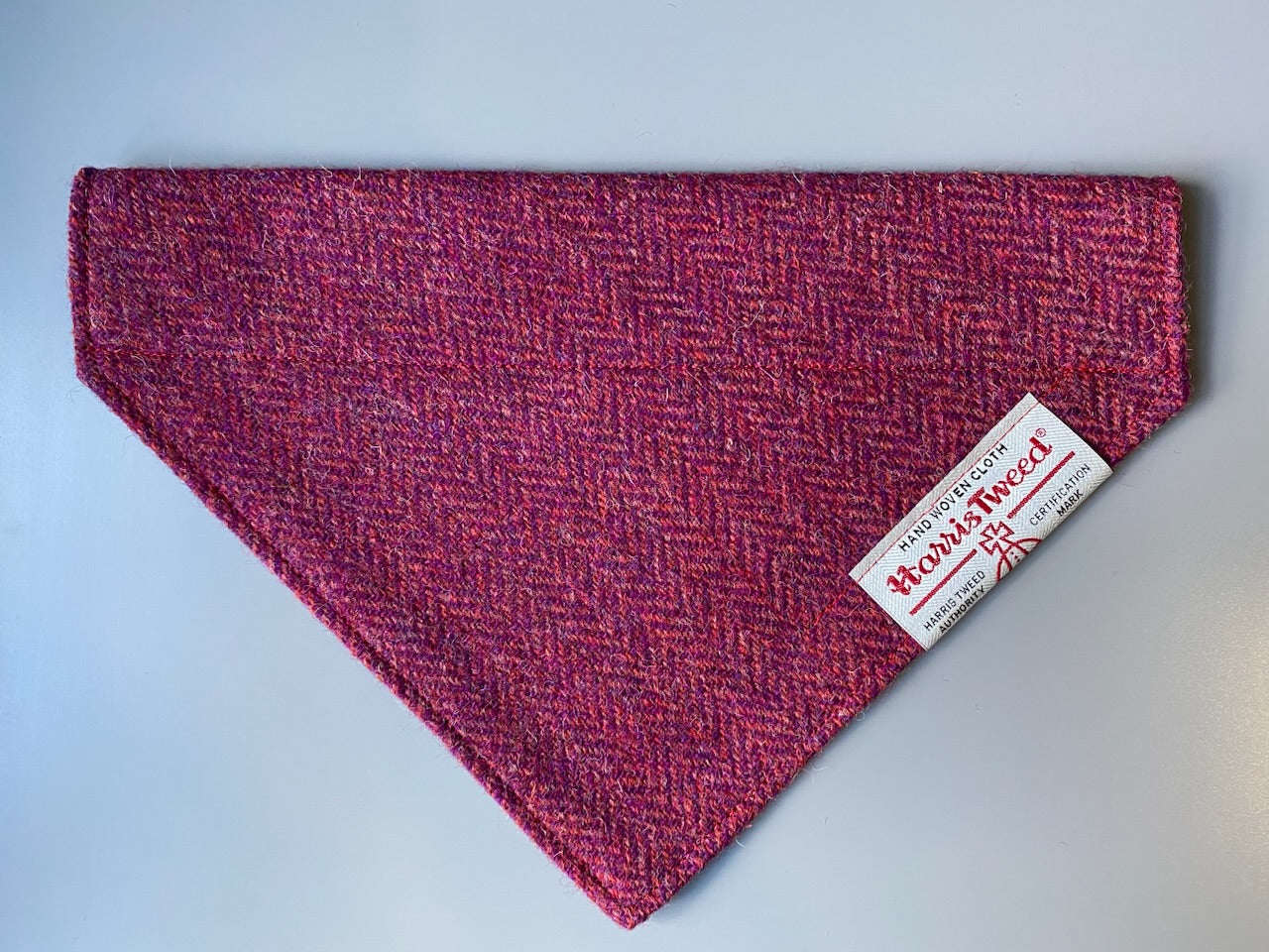 Harris Tweed dog bandana neckerchief red herringbone chevron Sizes S M L XL pet scarf