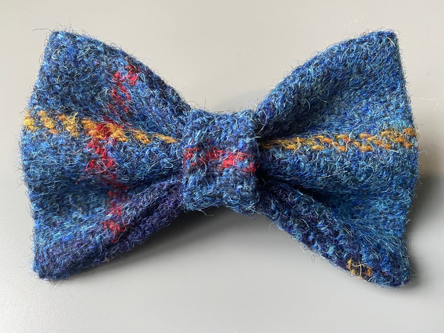 Harris Tweed Bow Dog Collar Navy blue check tartan dickie bow tie charm