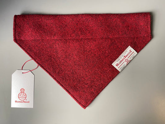 Harris Tweed dog Bandana neckerchief in Plain red Sizes small, medium or large pet scarf