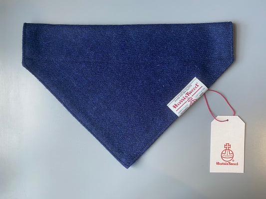 Harris Tweed dog bandana neckerchief navy blue Sizes S M L XL pet scarf