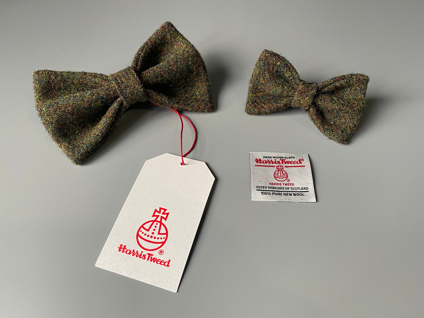 Harris Tweed Dog Collar Dickie Bow Tie Charm Moss Green Marl Pet Neckwear