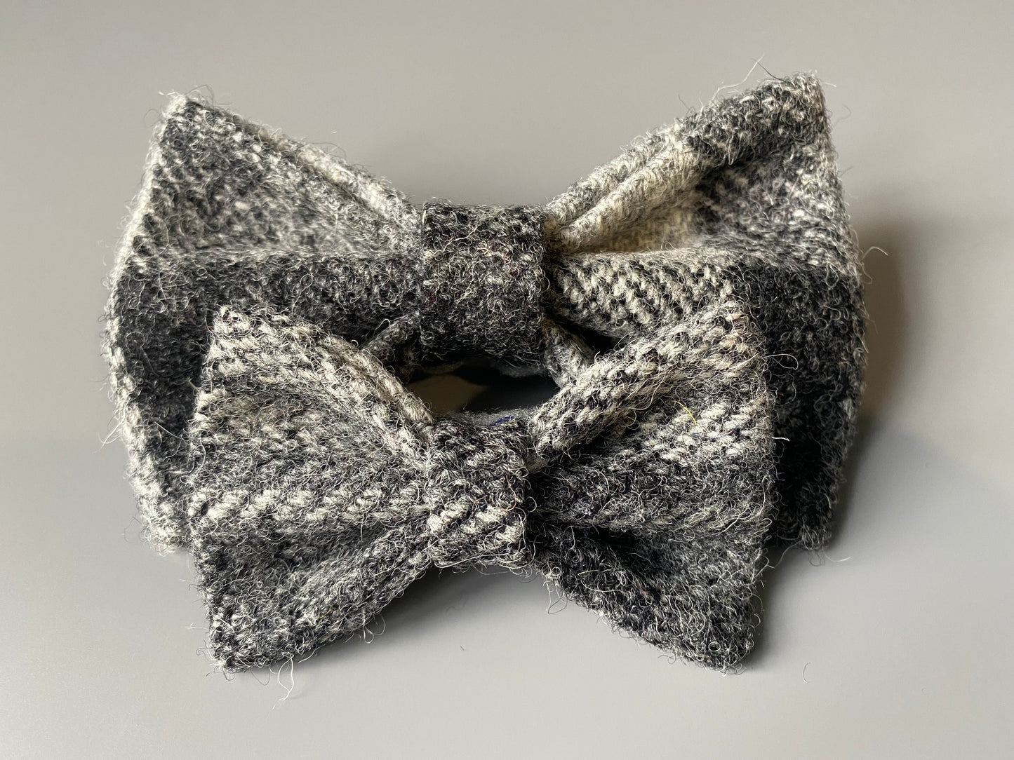 Harris Tweed Grey Tartan Check Dog Collar Dickie Bow Tie Charm