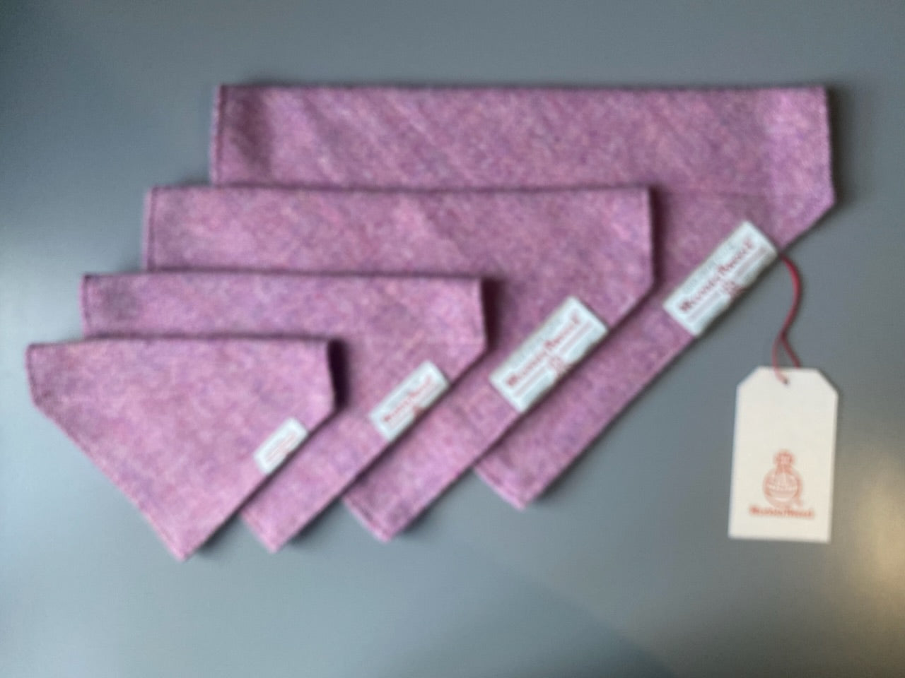 Harris Tweed dog bandana neckerchief baby pink Sizes S M L XL pet scarf