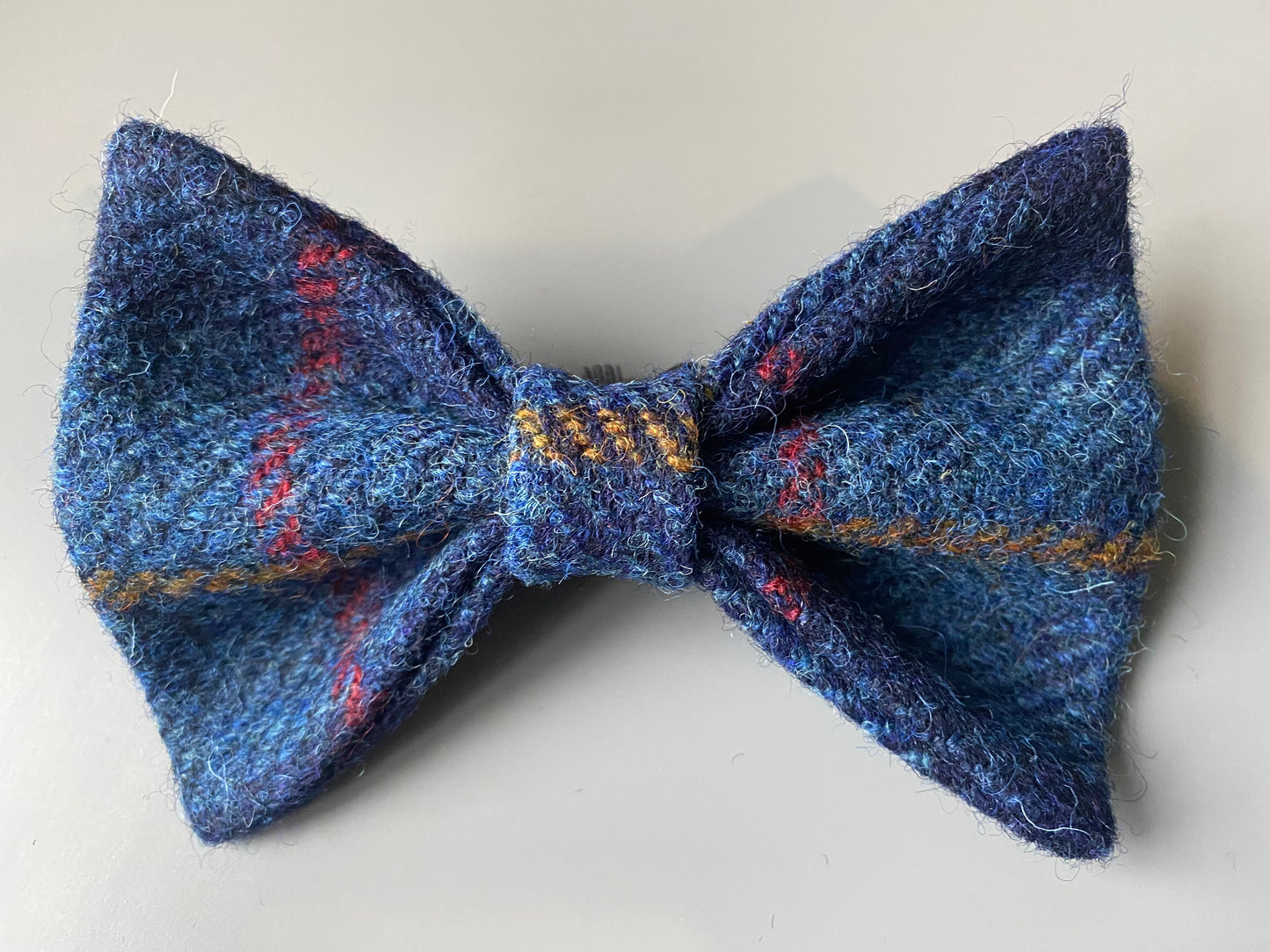 Harris Tweed Bow Dog Collar Navy blue check tartan dickie bow tie charm