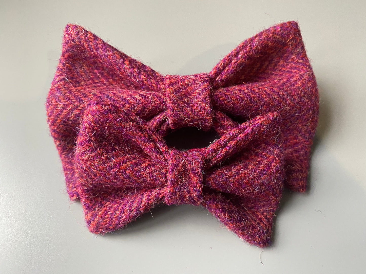 Harris Tweed Bow Dog Collar red herringbone dickie bow tie charm