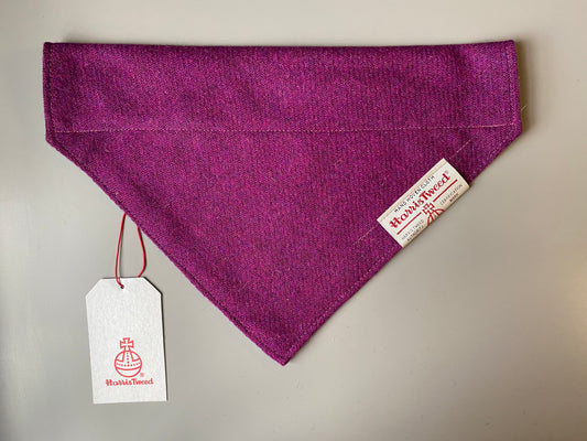 Harris Tweed dog bandana neckerchief in bright pink / purple Sizes S M L XL pet scarf