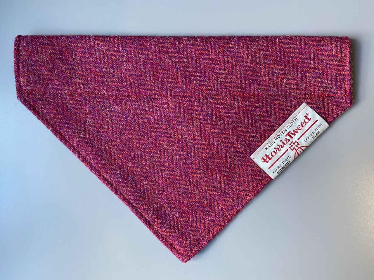 Harris Tweed dog bandana neckerchief red herringbone chevron Sizes S M L XL pet scarf