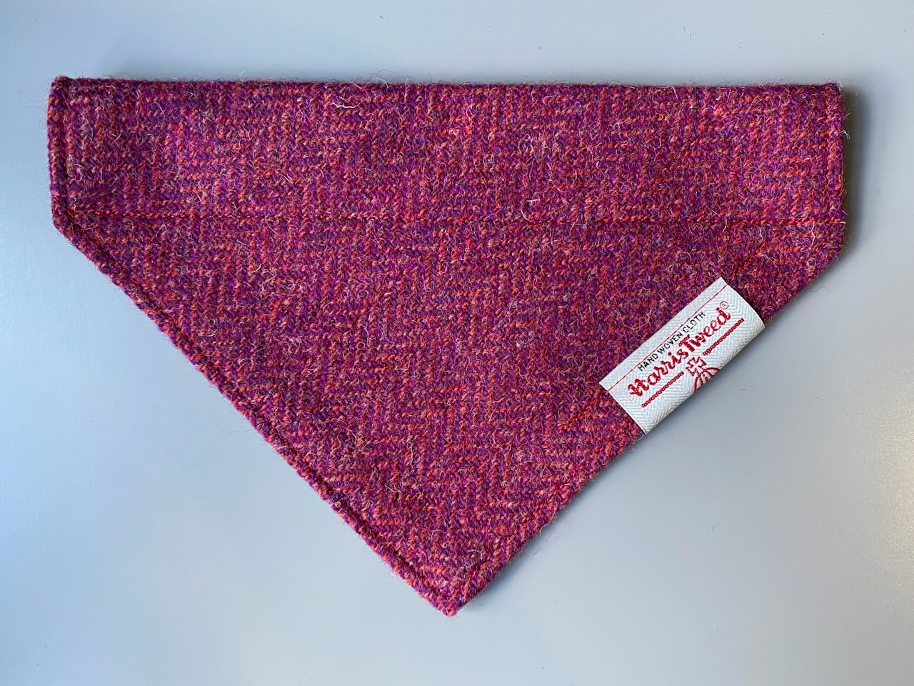 Harris Tweed dog bandana neckerchief red herringbone chevron Sizes S M L XL pet scarf